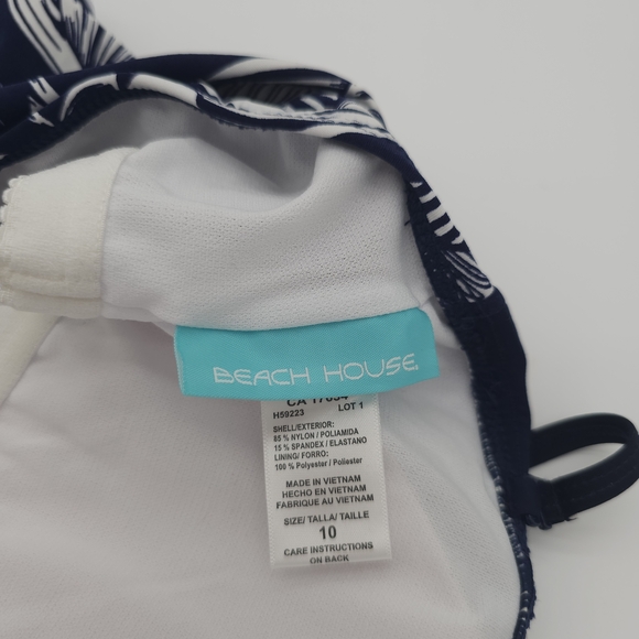 Beach House Swim Suit Tankini Top Womens 10 Navy Buckle Beach Travel Resortwear - Picture 5 of 6